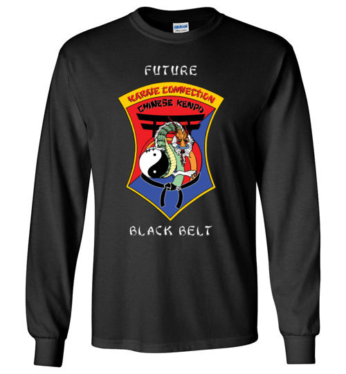 Kids Future Black Belt Front & Dragon Back Gildan Long Sleeve Tshirt