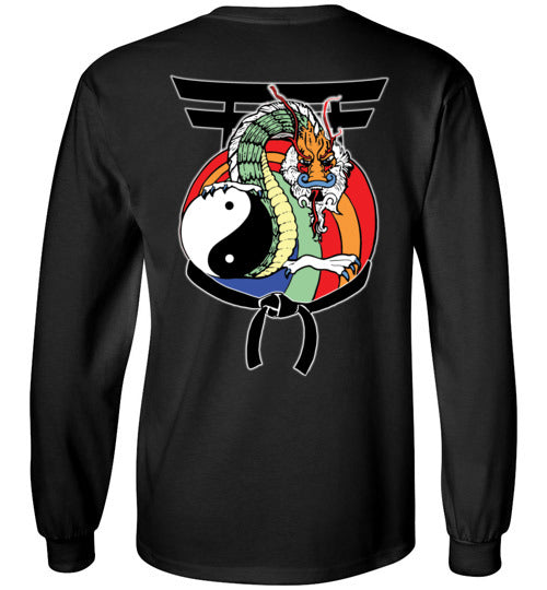 Kids Future Black Belt Front & Dragon Back Gildan Long Sleeve Tshirt