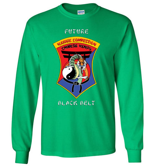 Kids Future Black Belt Front & Dragon Back Gildan Long Sleeve Tshirt