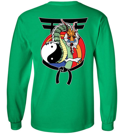 Kids Future Black Belt Front & Dragon Back Gildan Long Sleeve Tshirt
