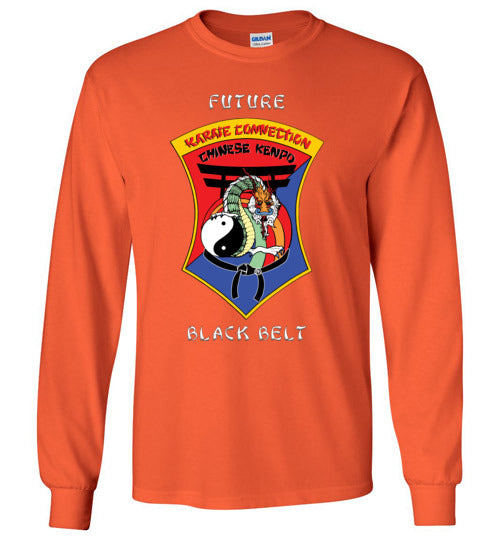 Kids Future Black Belt Front & Dragon Back Gildan Long Sleeve Tshirt