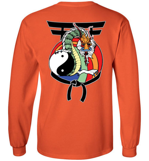 Kids Future Black Belt Front & Dragon Back Gildan Long Sleeve Tshirt