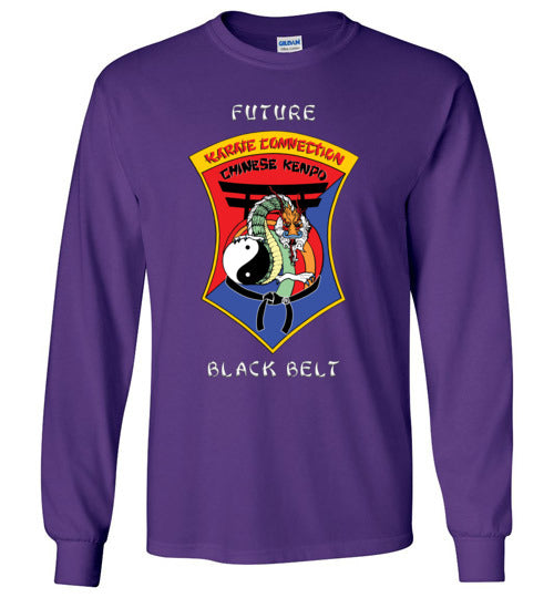 Kids Future Black Belt Front & Dragon Back Gildan Long Sleeve Tshirt
