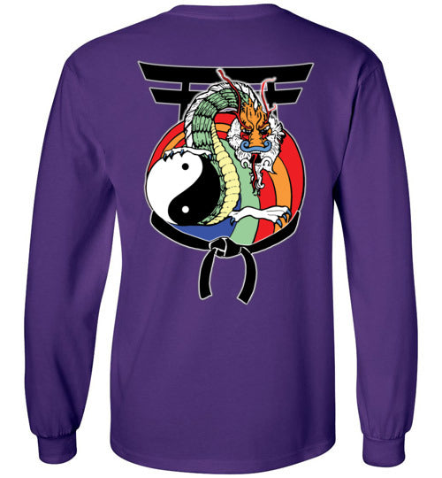 Kids Future Black Belt Front & Dragon Back Gildan Long Sleeve Tshirt