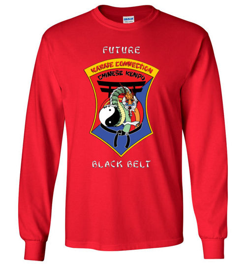 Kids Future Black Belt Front & Dragon Back Gildan Long Sleeve Tshirt