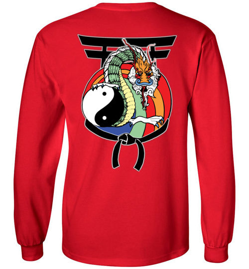 Kids Future Black Belt Front & Dragon Back Gildan Long Sleeve Tshirt