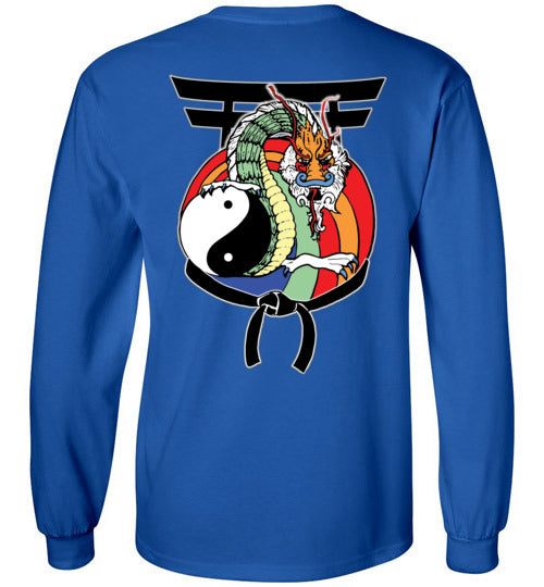 Kids Future Black Belt Front & Dragon Back Gildan Long Sleeve Tshirt