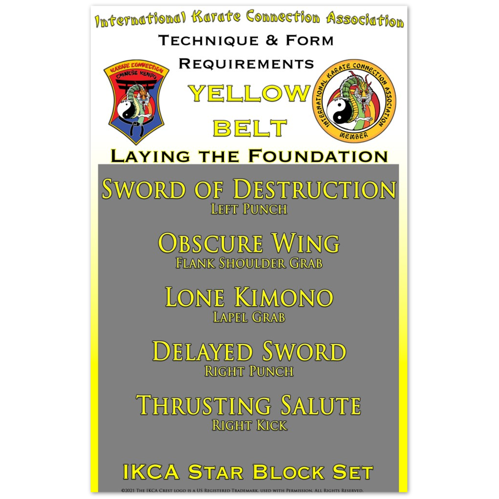 Yellow Belt Technique & Form Requirements Poster 11x17